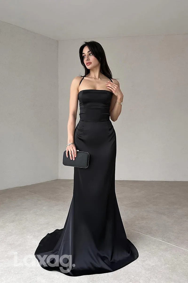 22282 - Halter Backless Sleek Satin Mermaid Party Prom Formal Evening Dress