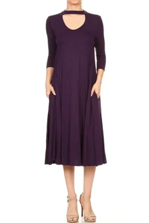 3/4 Sleeve Relaxed Fit Dress Eggplant - Pack of 6