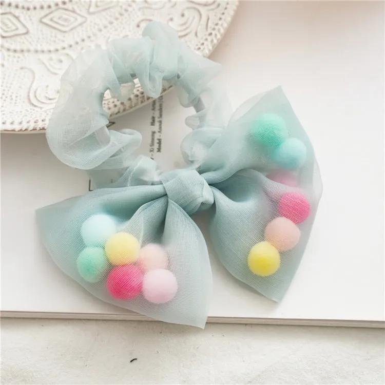 6pcs Cute Bow Hair Accessories Hair Ring Fur Ball Suitable for Girls Or Girls