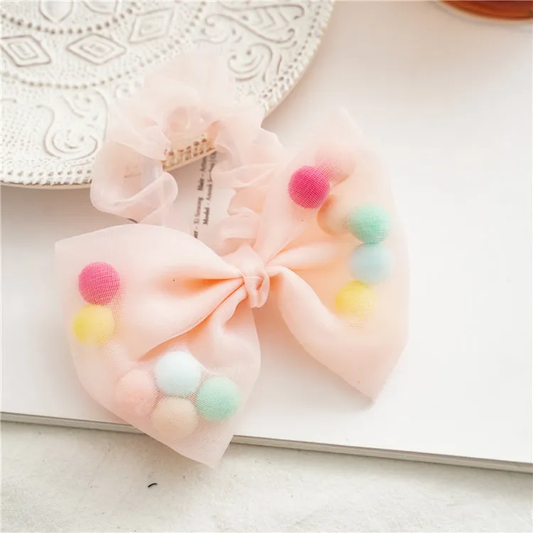 6pcs Cute Bow Hair Accessories Hair Ring Fur Ball Suitable for Girls Or Girls