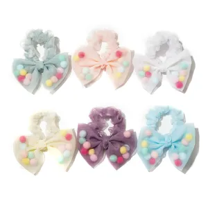 6pcs Cute Bow Hair Accessories Hair Ring Fur Ball Suitable for Girls Or Girls