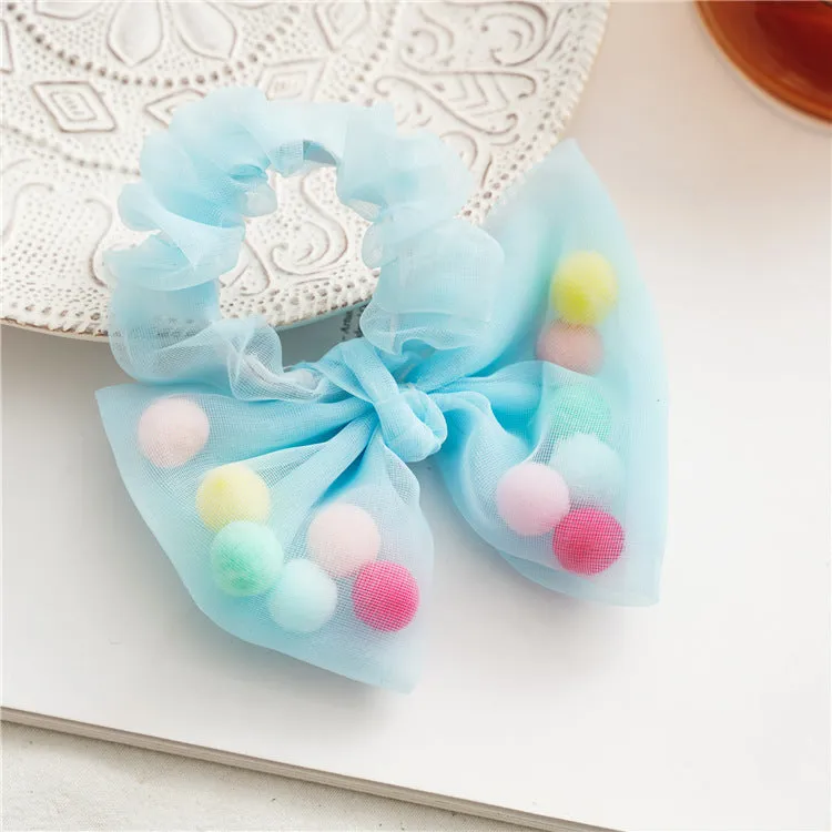 6pcs Cute Bow Hair Accessories Hair Ring Fur Ball Suitable for Girls Or Girls