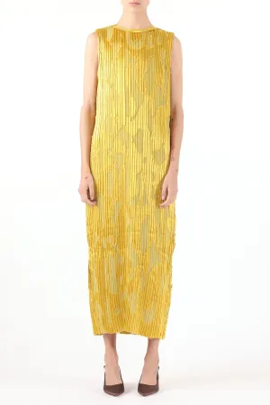 ABSTRACT FIL COUPE PLEATED MIDI SHIFT DRESS