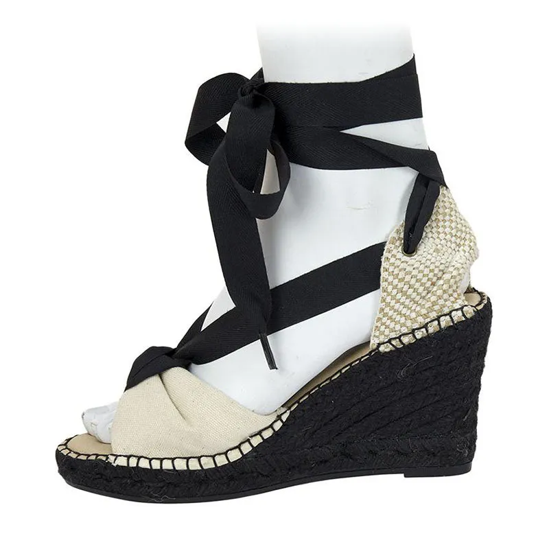 Adage Espadrille Wedge - Ecru/Black