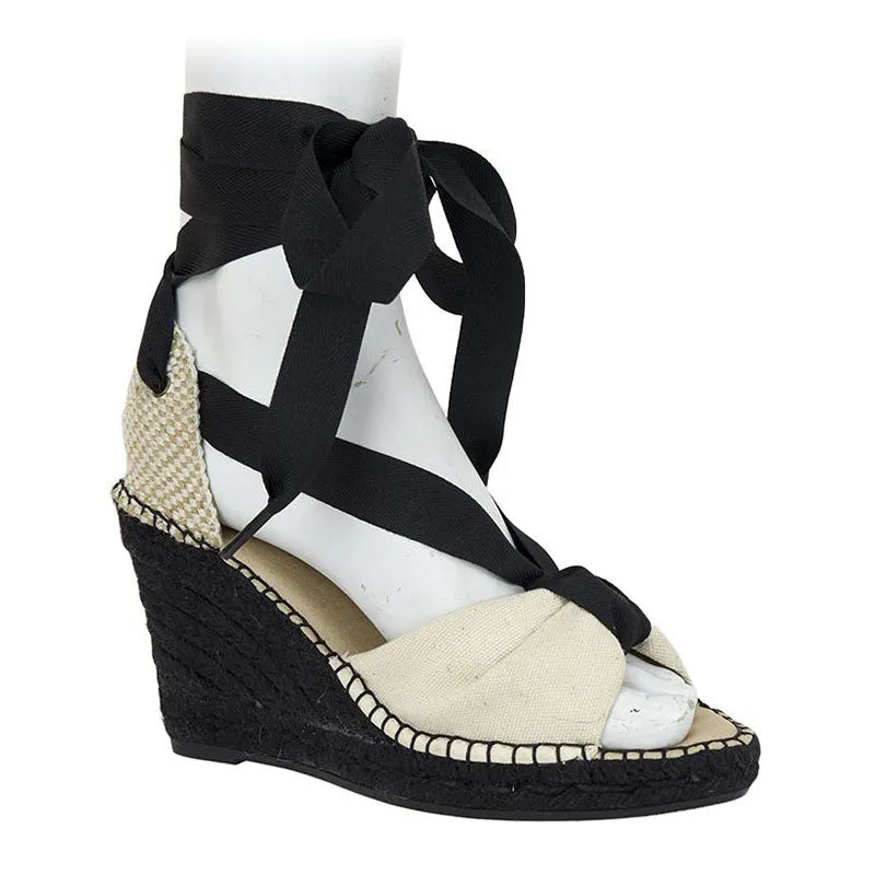 Adage Espadrille Wedge - Ecru/Black