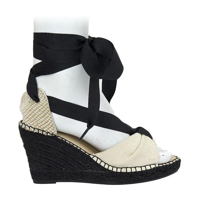 Adage Espadrille Wedge - Ecru/Black