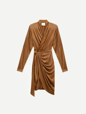 Aleora Dress in Cognac