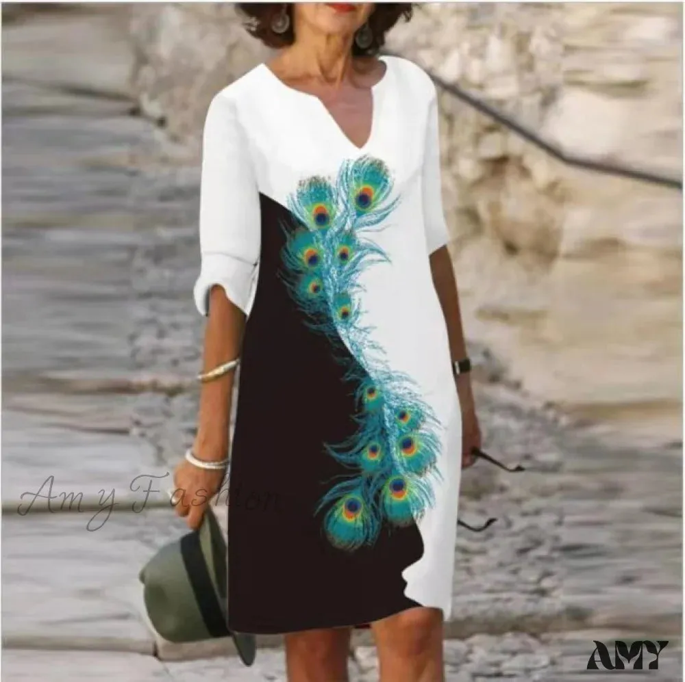 Amy Fashion - Large Big Printed Boho Casual Party Elegant Dresses