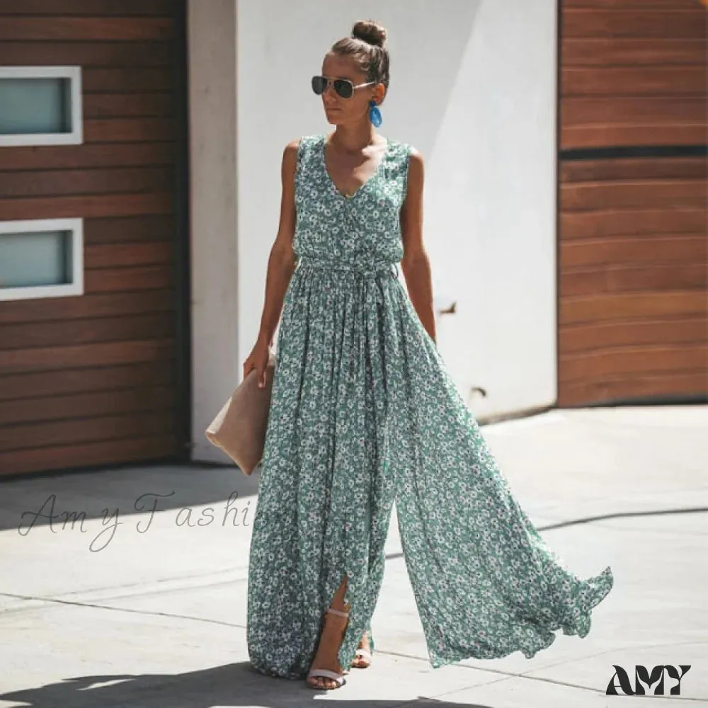 Amy Fashion - New Fashion Floral Print Maxi Dresses