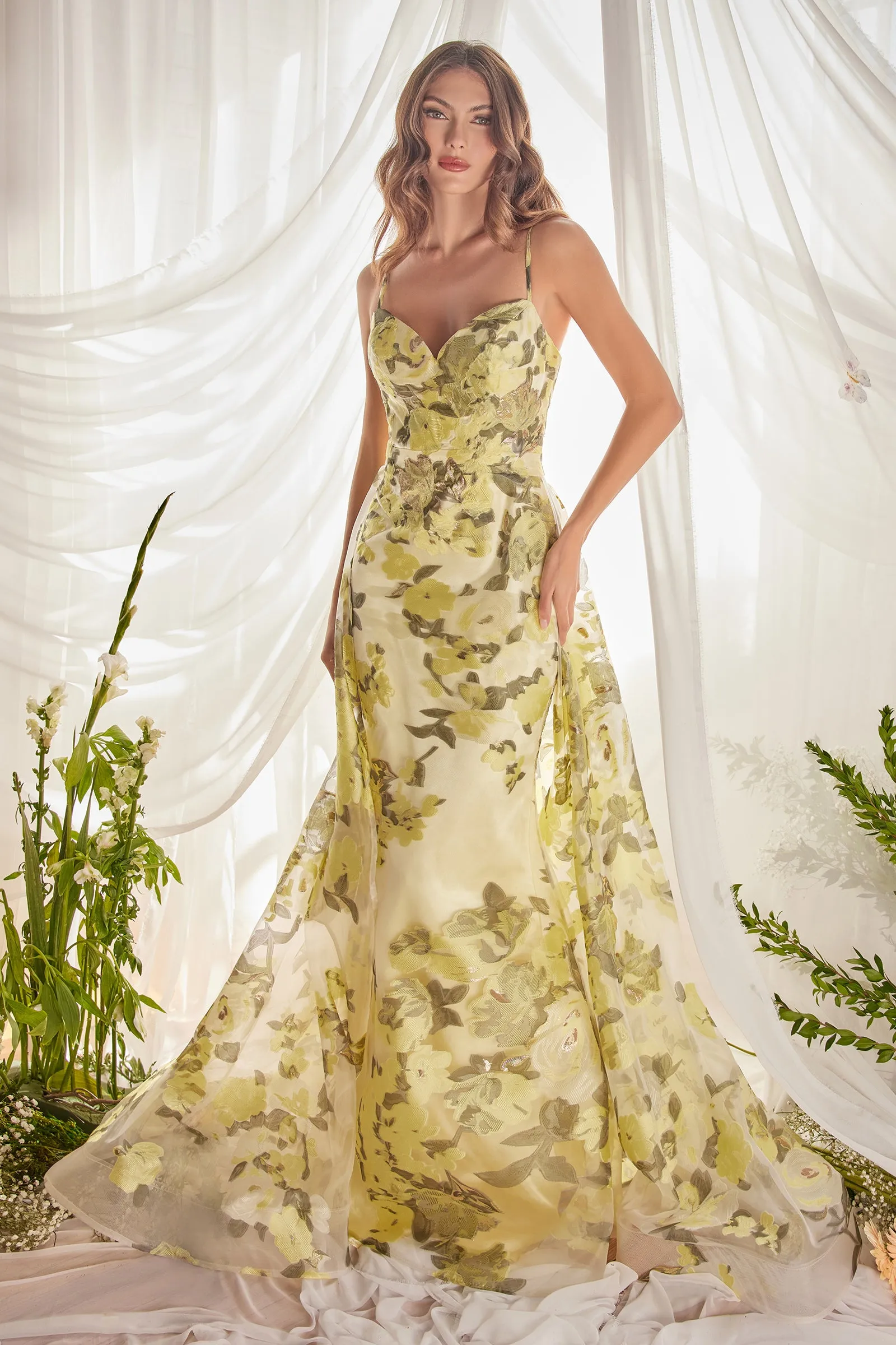 ANDREA & LEO A0770 Floral Strapless Overskirt Fitted Dress