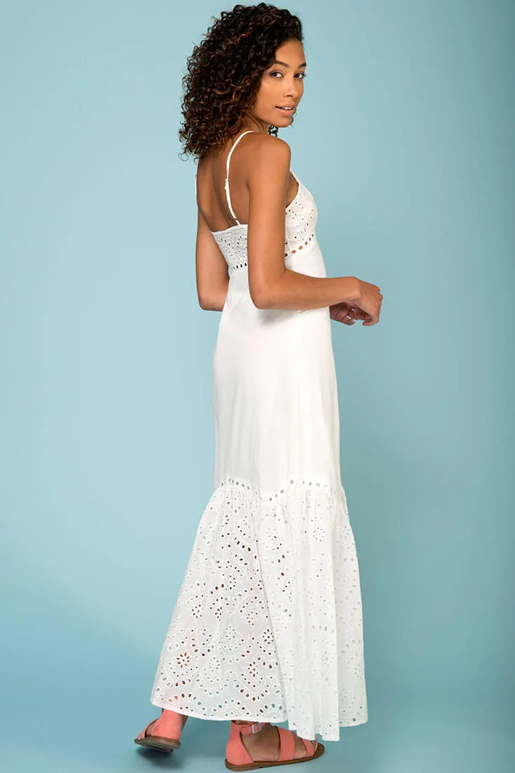 Angeline Thin Strap Maxi Dress White