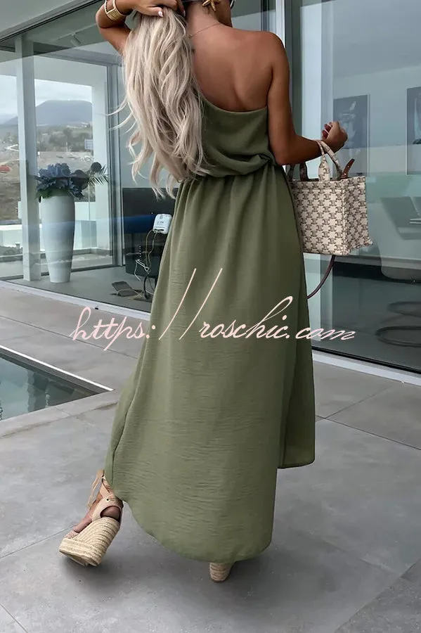 Bayside Beauty One Shoulder Slit Relaxed Midi Dress