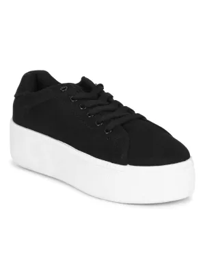 Black Canvas Lace-Up Sneakers