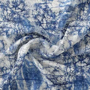 Blue Artistic Abstract Digital Printed Fabric