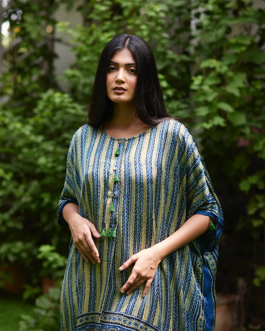 Blue Striped Silk Kaftan