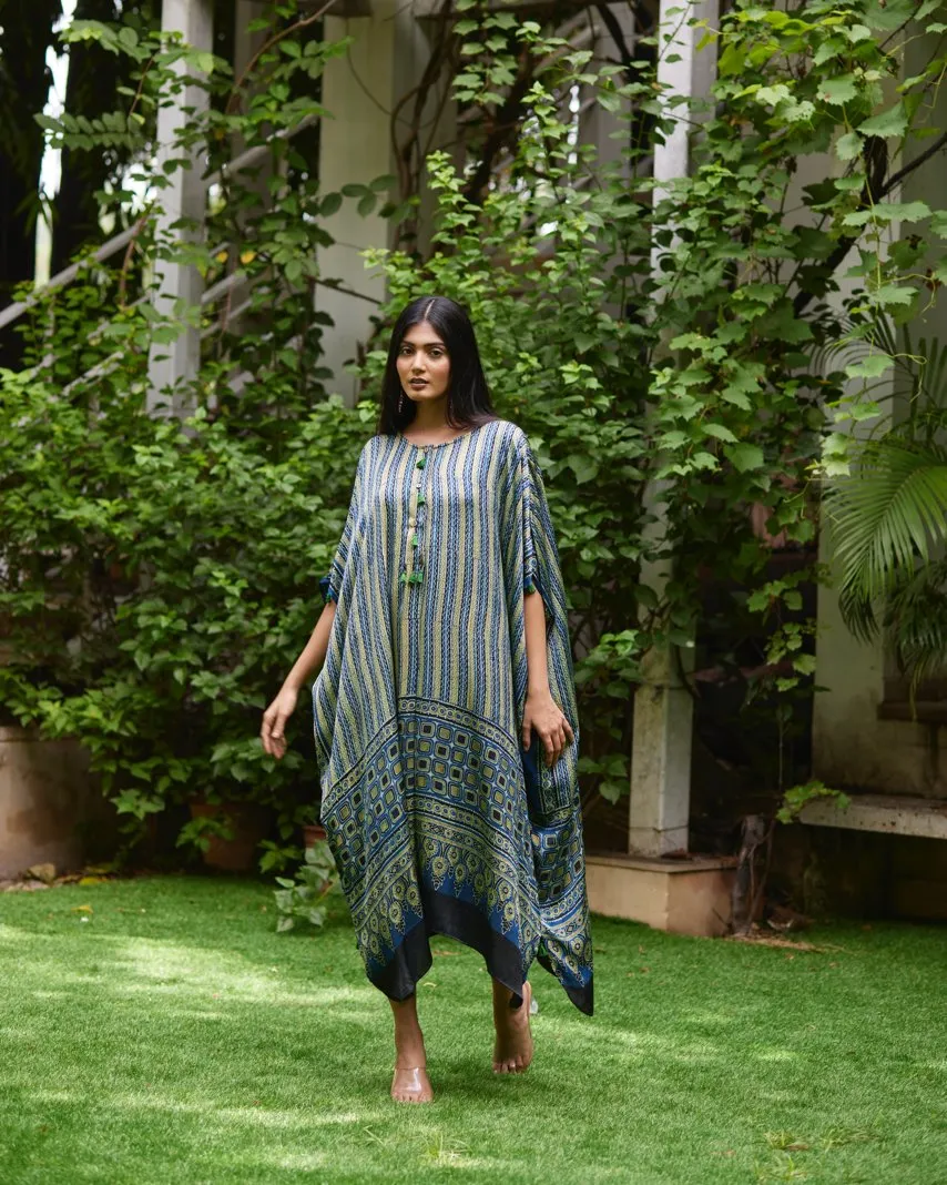 Blue Striped Silk Kaftan