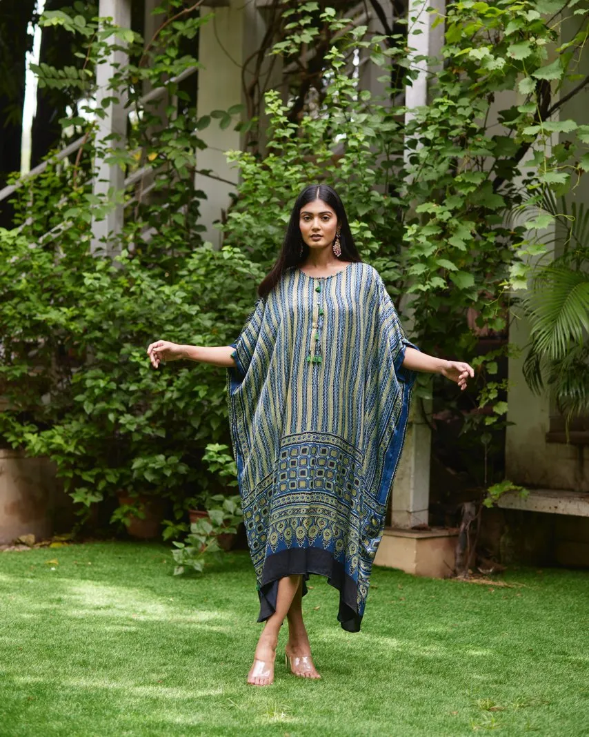 Blue Striped Silk Kaftan