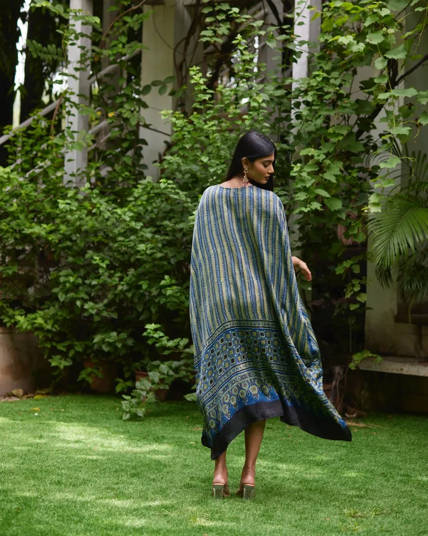 Blue Striped Silk Kaftan