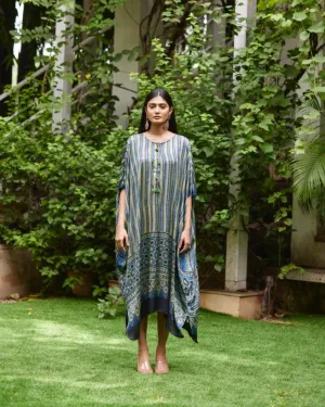 Blue Striped Silk Kaftan