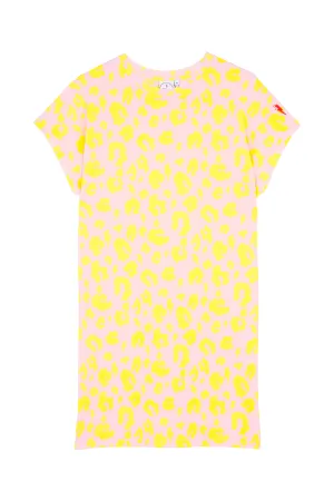 Blush with Yellow Leopard T-Shirt Dress