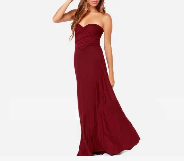 Boho Maxi Club Dress Red Bandage Long Dress Party Multiway Bridesmaids Convertible Infinity Robe Dress