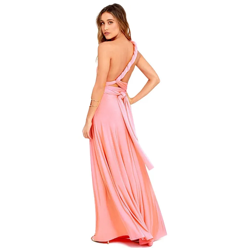 Boho Maxi Club Dress Red Bandage Long Dress Party Multiway Bridesmaids Convertible Infinity Robe Dress