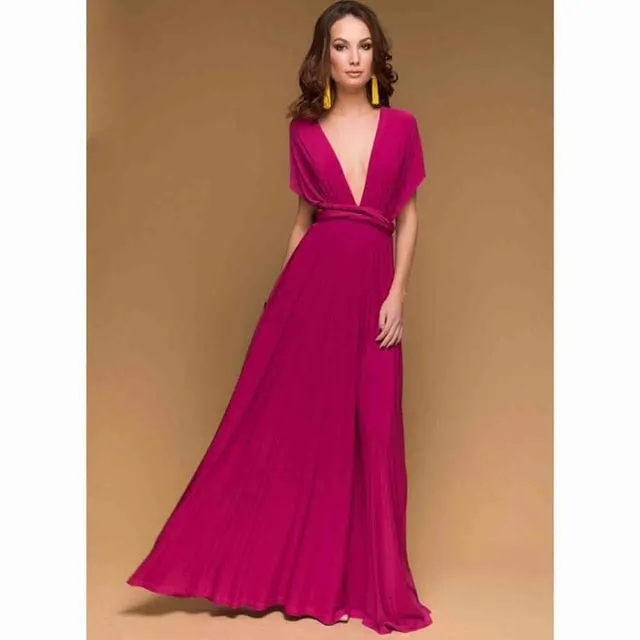 Boho Maxi Club Dress Red Bandage Long Dress Party Multiway Bridesmaids Convertible Infinity Robe Dress