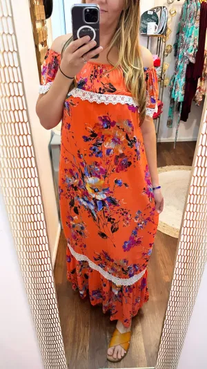 Bright Melon Off Shoulder Maxi