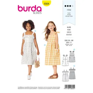 BURDA - 9304 Pinafore Dress with Front Button Fastening and Gathered Skirt