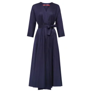 Chic Taffeta Wrap Dress - Navy