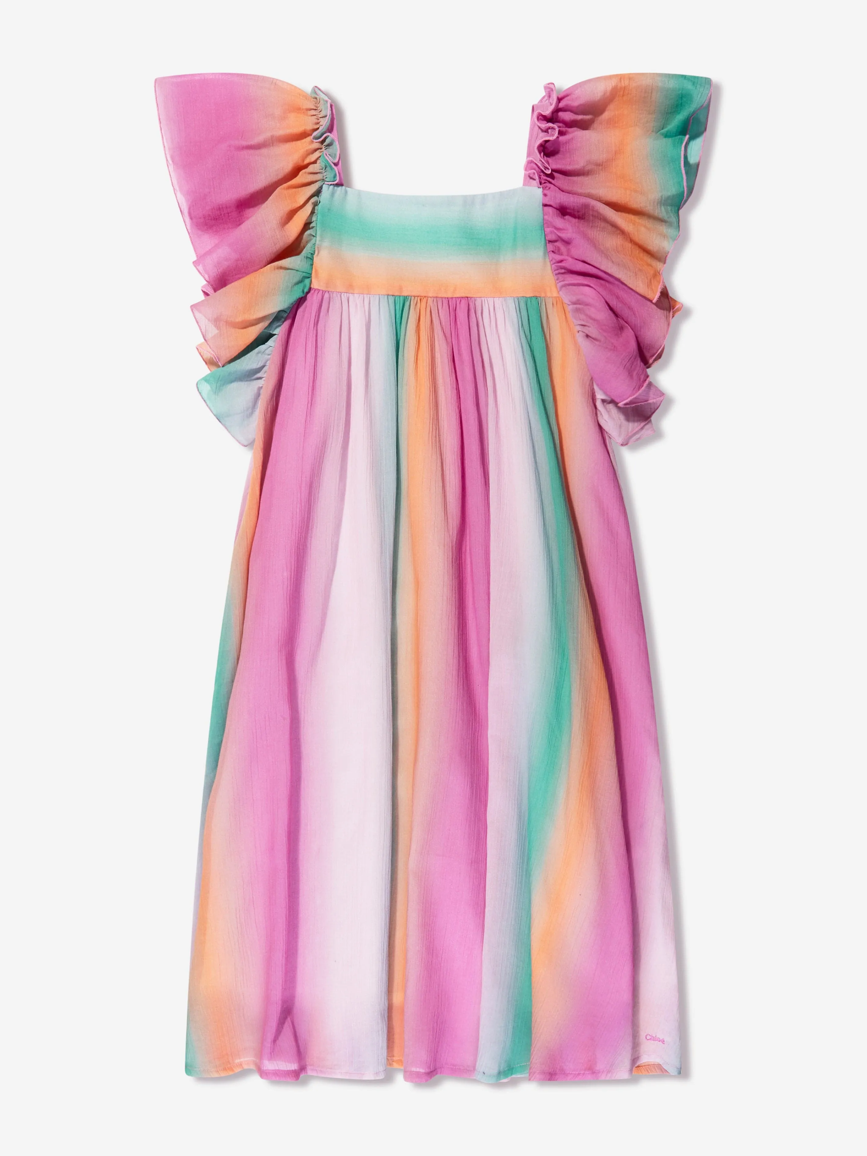 Chloé Girls Crepe Rainbow Dress in Multicolour