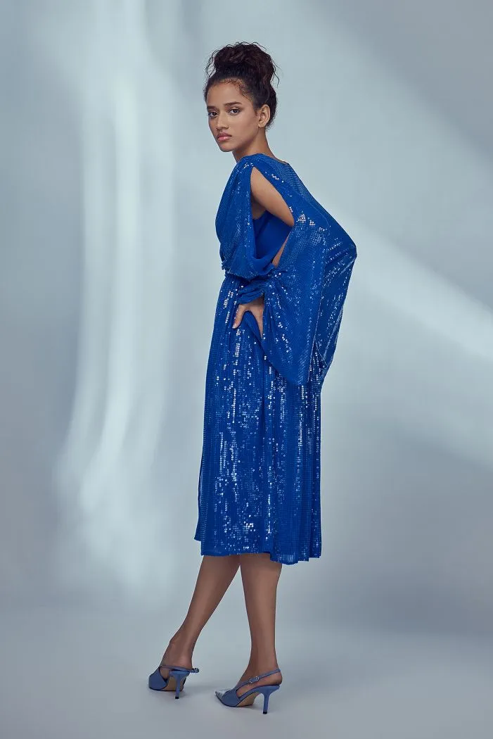 Cobalt Blue Sequin Kimono Dress