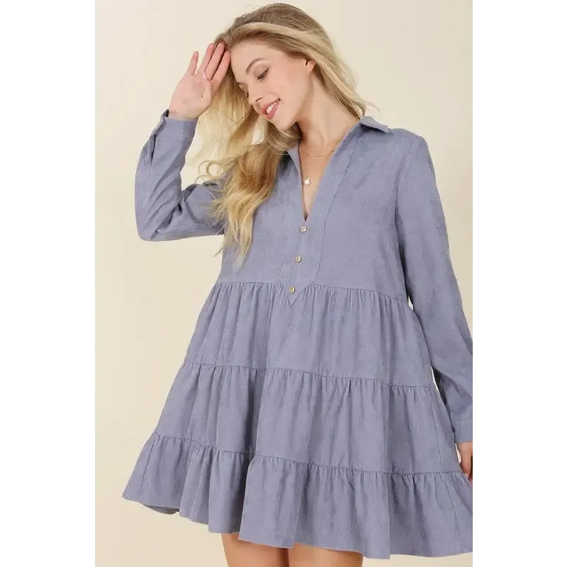 Corduroy tiered dress