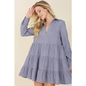 Corduroy tiered dress