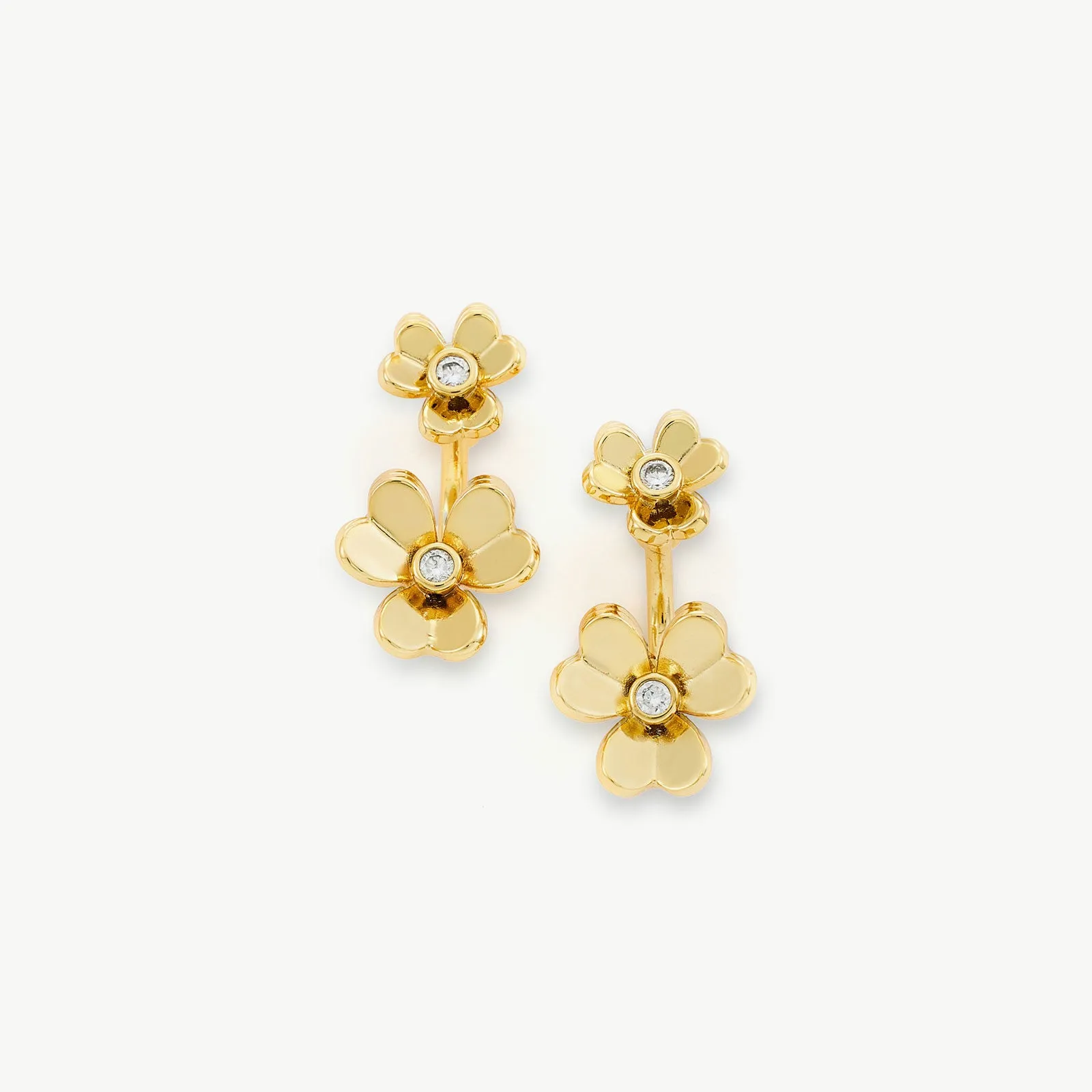 Double Flowers Charm Hoop Earrings