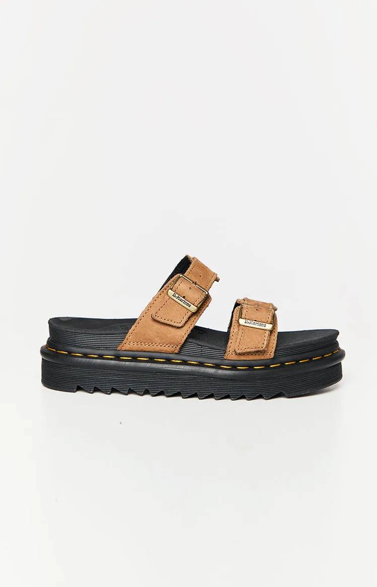 Dr. Martens Myles Slide Sandal Tan Tumbled Nubuck