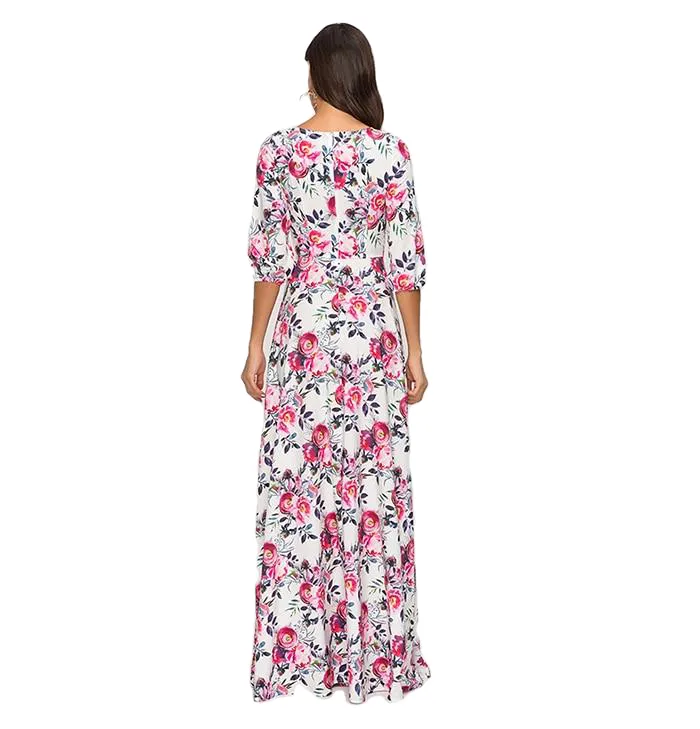 Elegant Three Quarter Sleeve Slim Autumn Winter Maxi Dress For Women