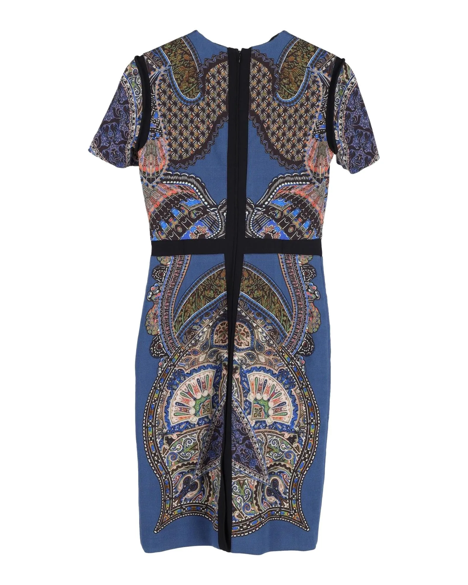 Etro Printed Knee-Length Dress in Blue Cotton