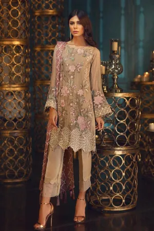 Jazmin Aura Blush Unstitched Pure Chiffon Collection Embroidered Two Piece