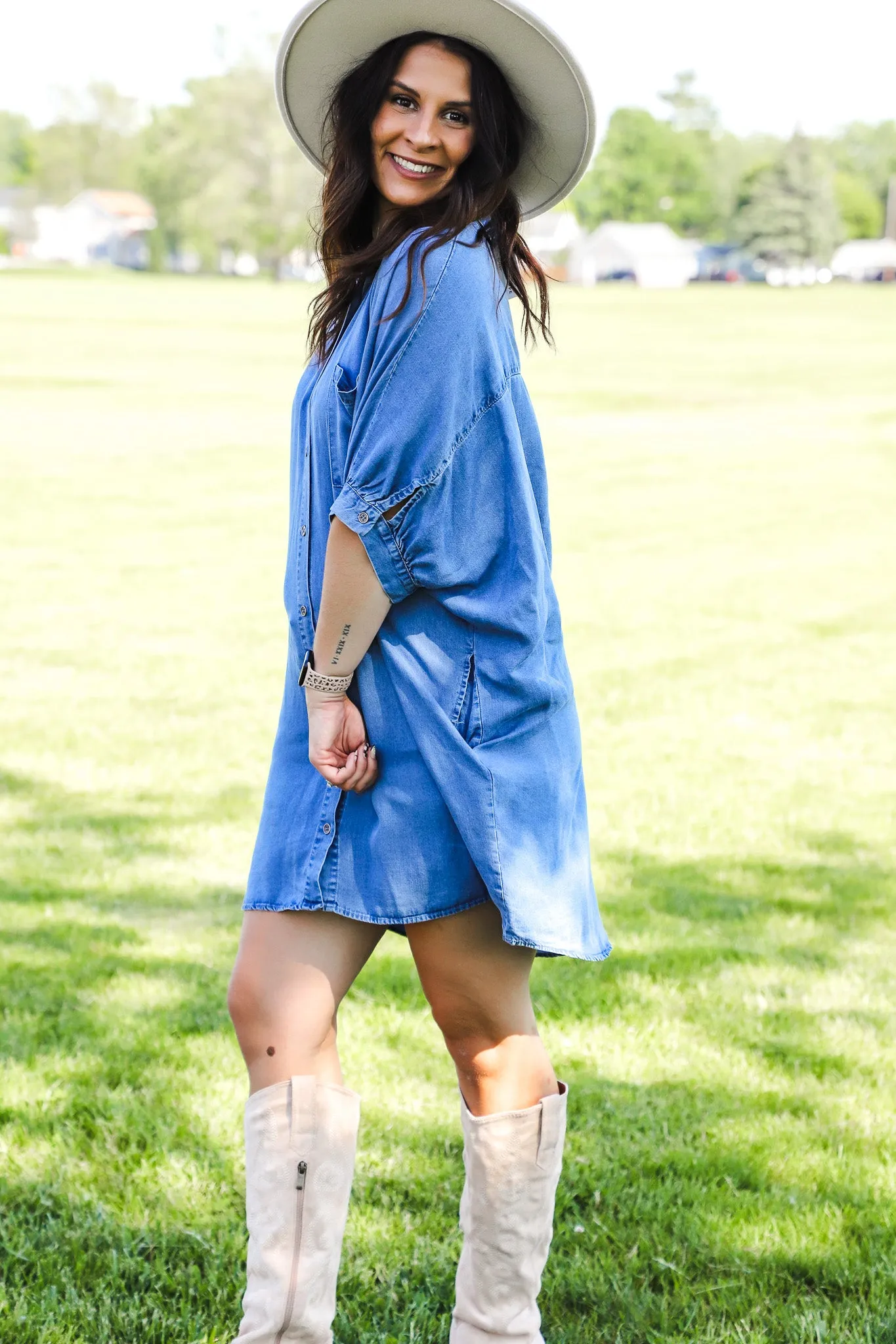 Kelly Denim Button Down Dress