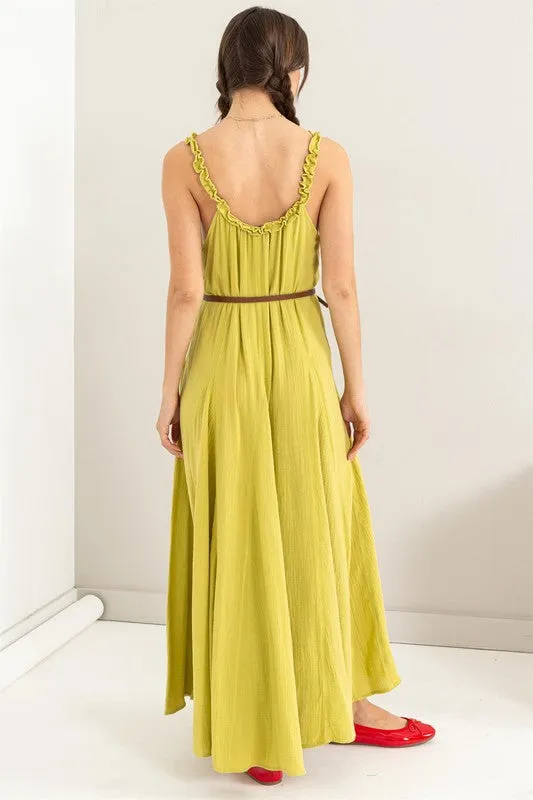 L.Olive Love Frill A-Line Maxi Dress