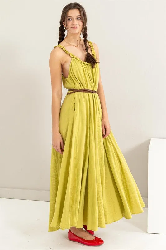 L.Olive Love Frill A-Line Maxi Dress