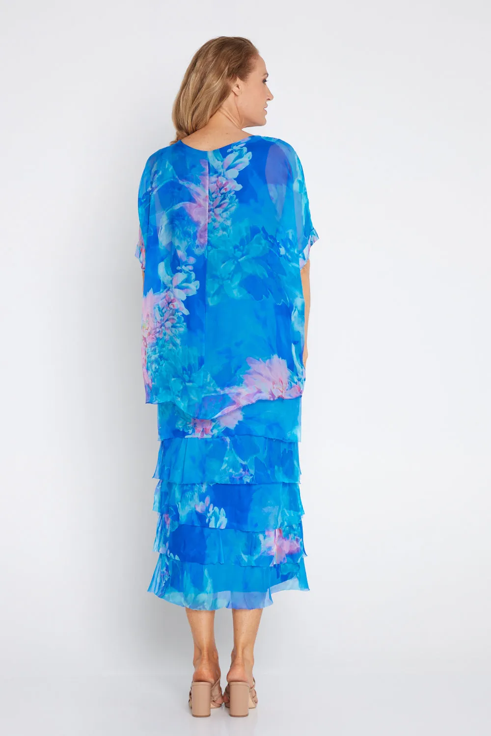 Margo Silk Dress - Cobalt Floral