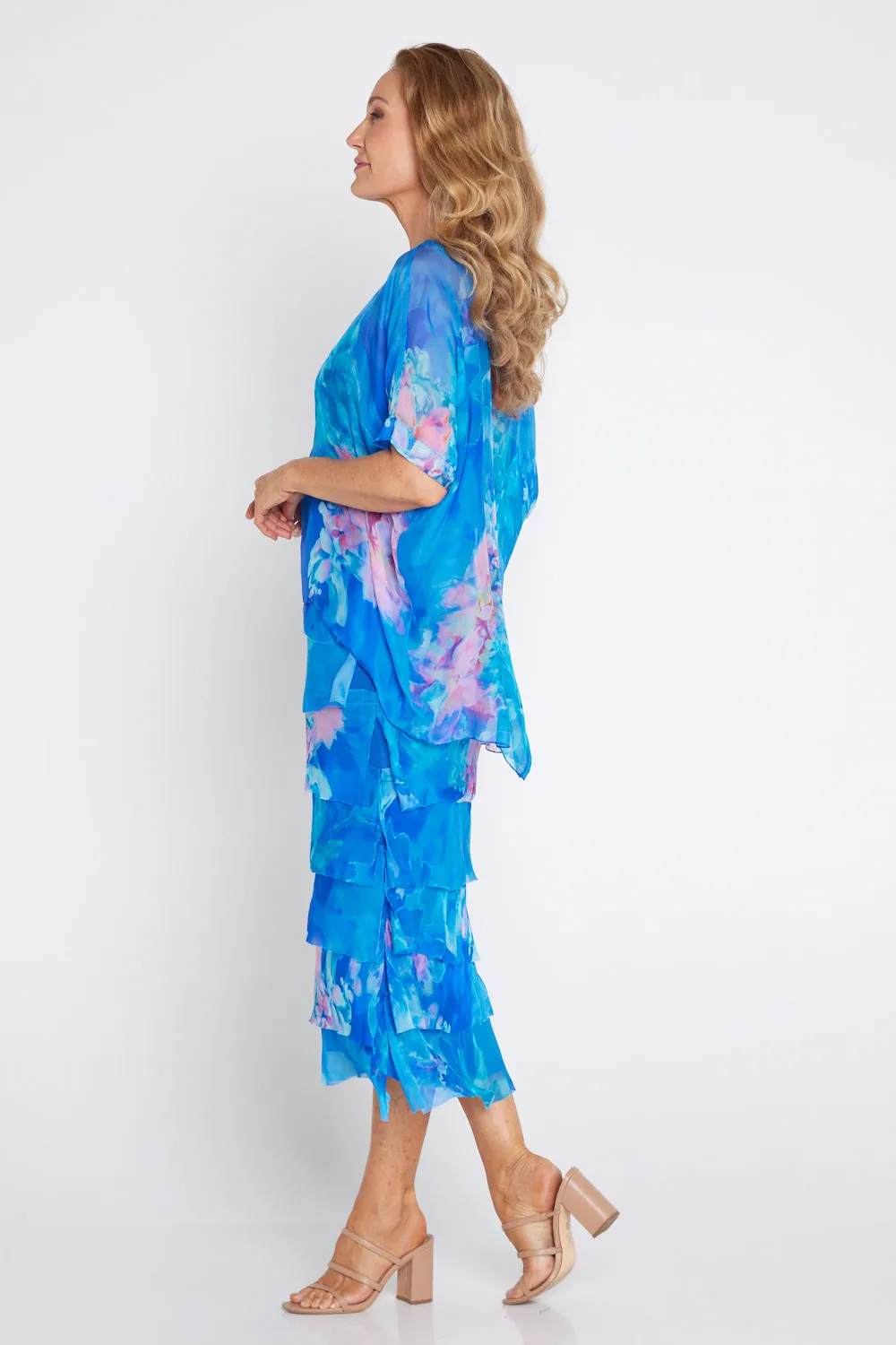 Margo Silk Dress - Cobalt Floral