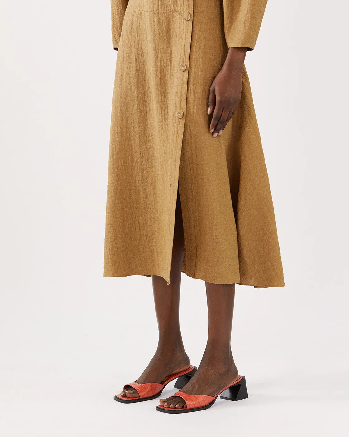 Michaela Dress Viscose Linen Blend Caramel