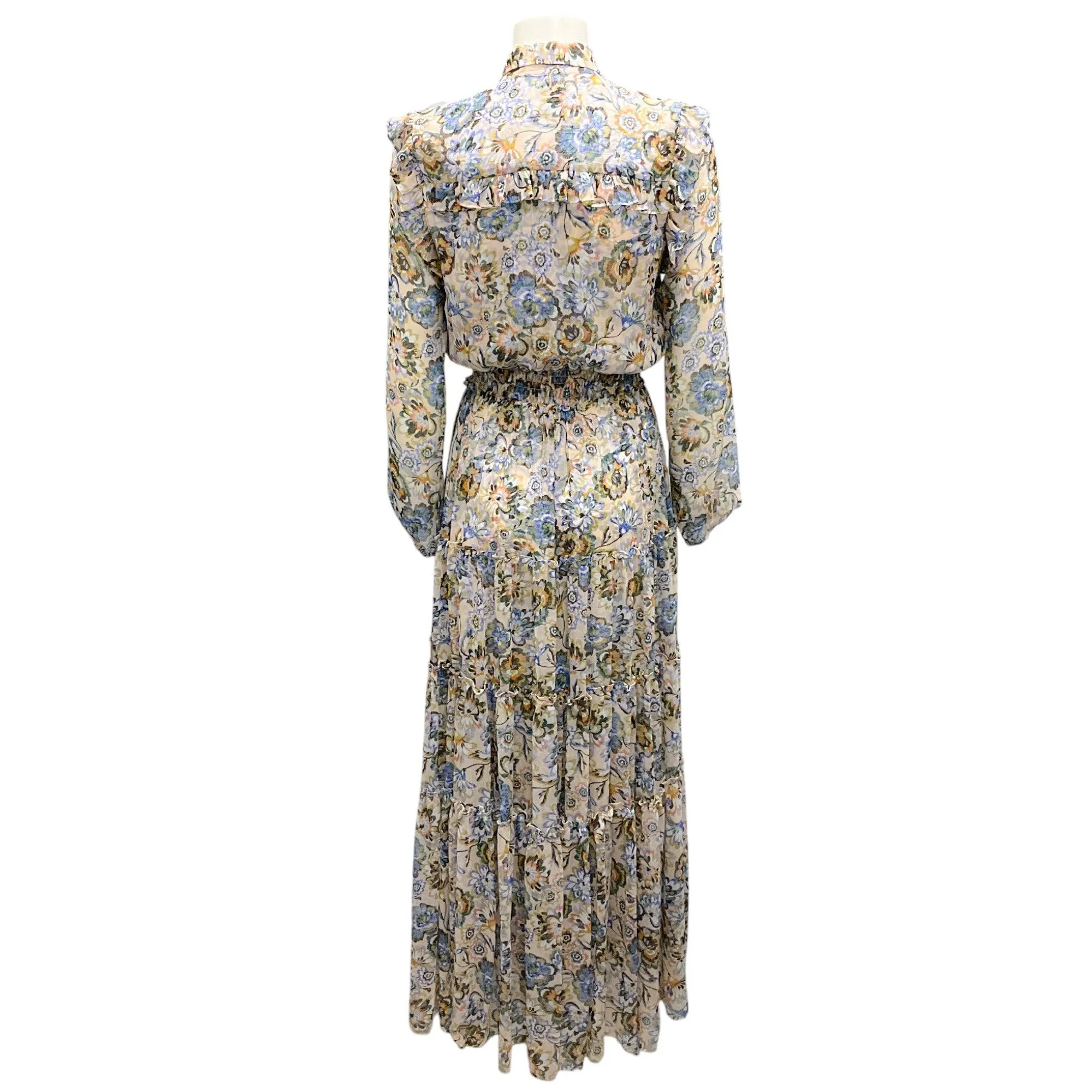 Misa Multi Floral Printed Chiffon Maxi Dress