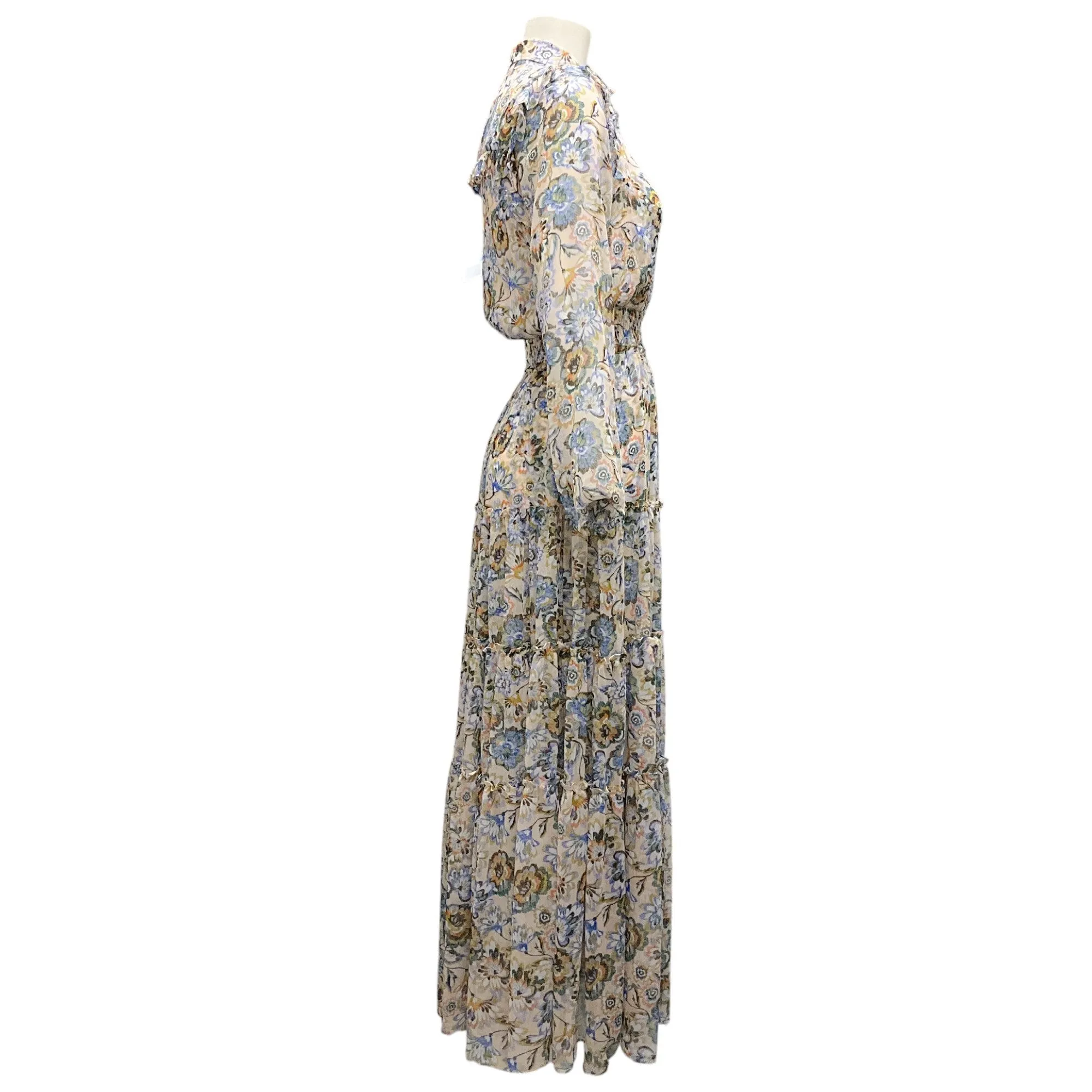 Misa Multi Floral Printed Chiffon Maxi Dress