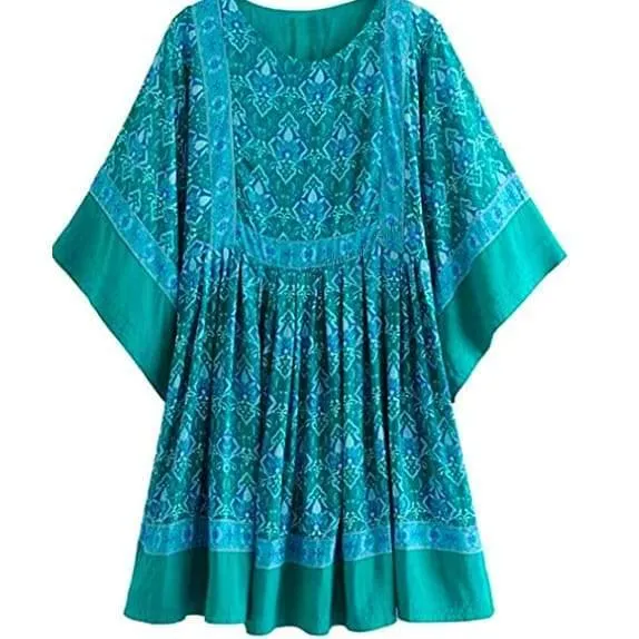 Monet Blue Floral Boho Dress