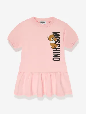 Moschino Girls Teddy Logo Jersey Dress in Pink