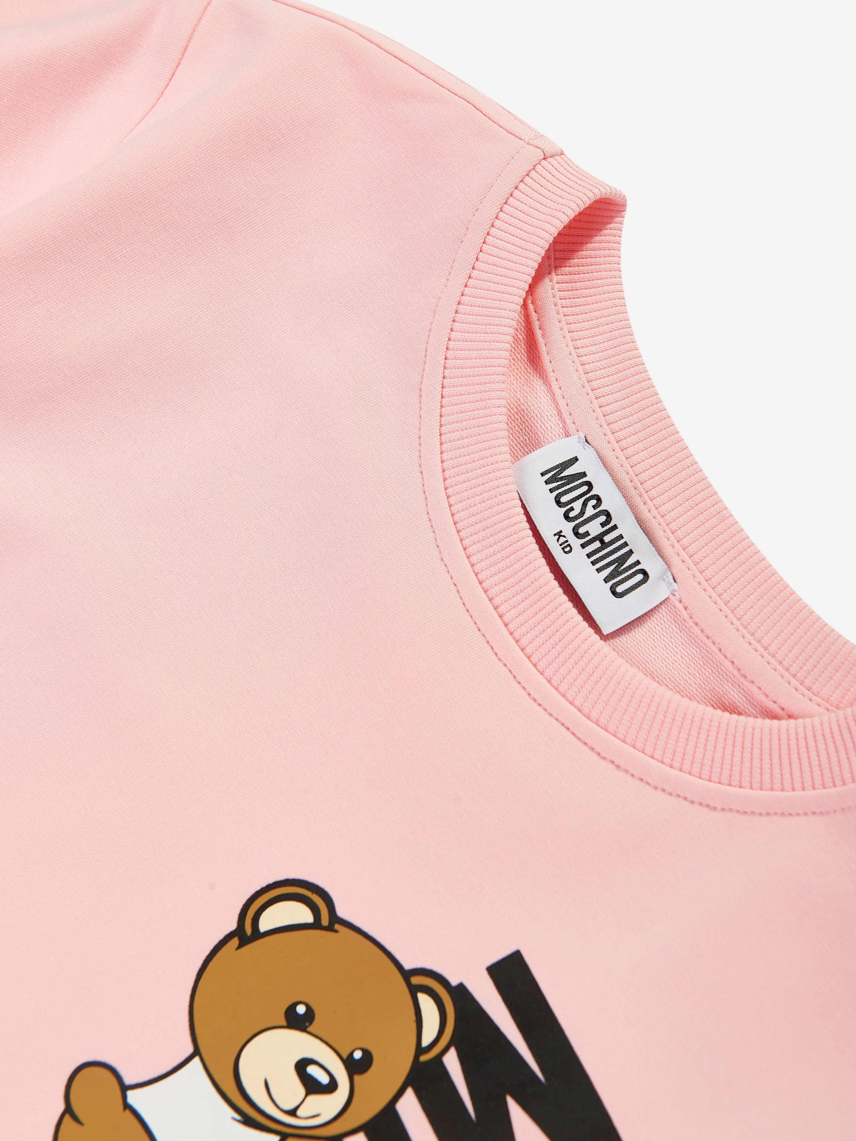 Moschino Girls Teddy Logo Jersey Dress in Pink